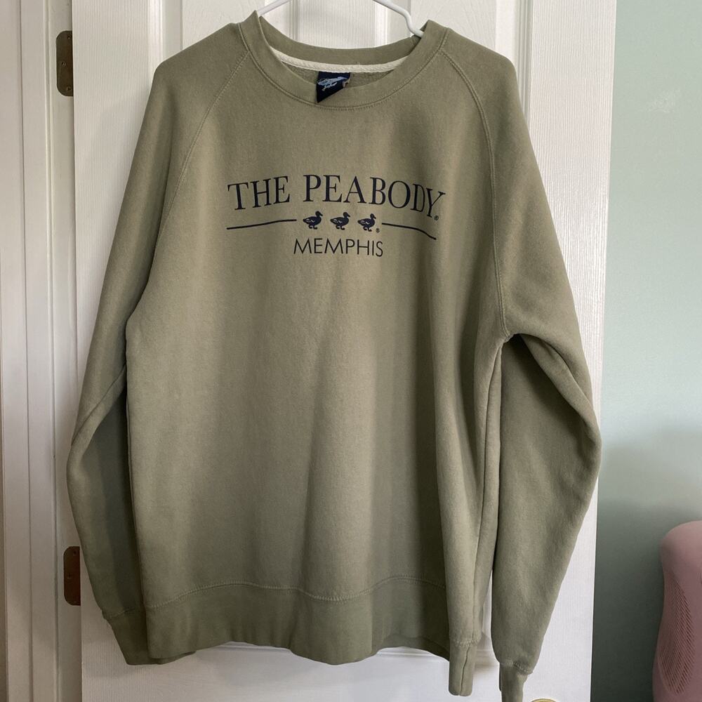The Peabody Memphis Sage Green Crewneck Sweatshirt Size XL Three Ducks- Rare